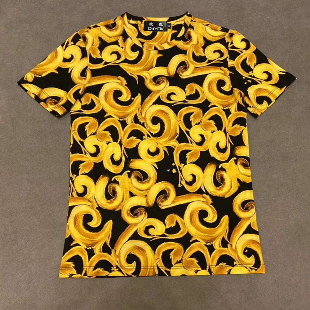 Футболка DUYOU мужская с принтом растений тенниска из хлопка короткими рукавами