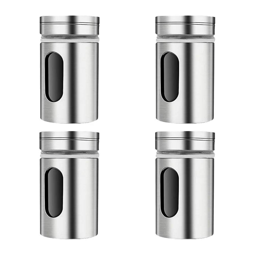 

4pcs Household Seasonings Jar Spice Storage Pot Seasoning Storage Box (Sliver)