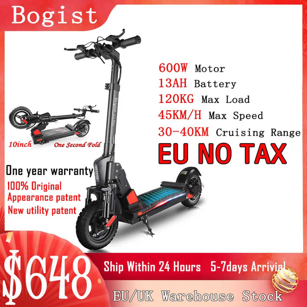 

2021 New Arrival 10inch Electric Scooter C1 Pro 600W Great Power 45 KM/H Foldable Scooter Wear-resisant
