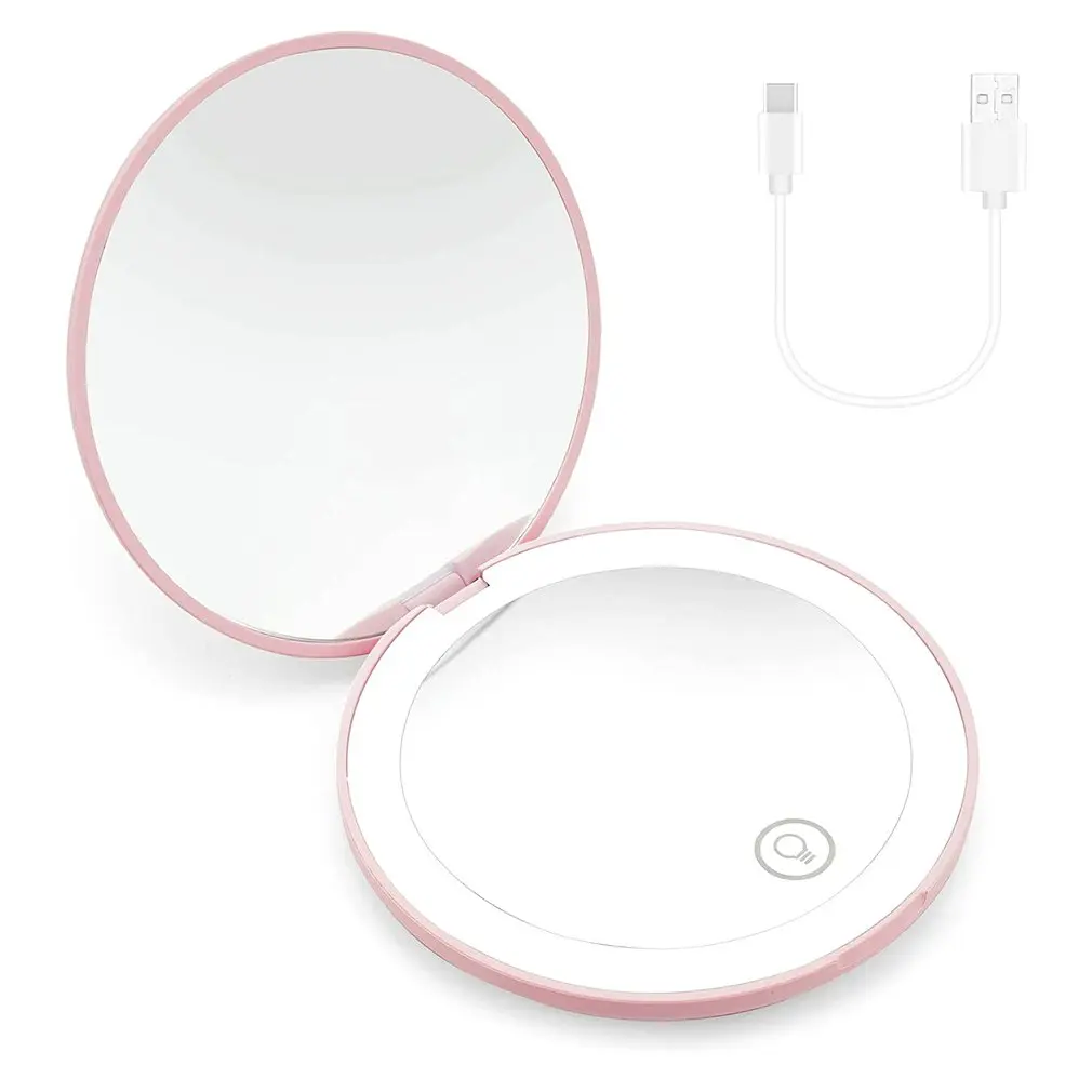 

LED Makeup Mirror With Light Double Click To Light Up Stepless Dimming Magnetic Switch Type-C Interface Makeup Mirror