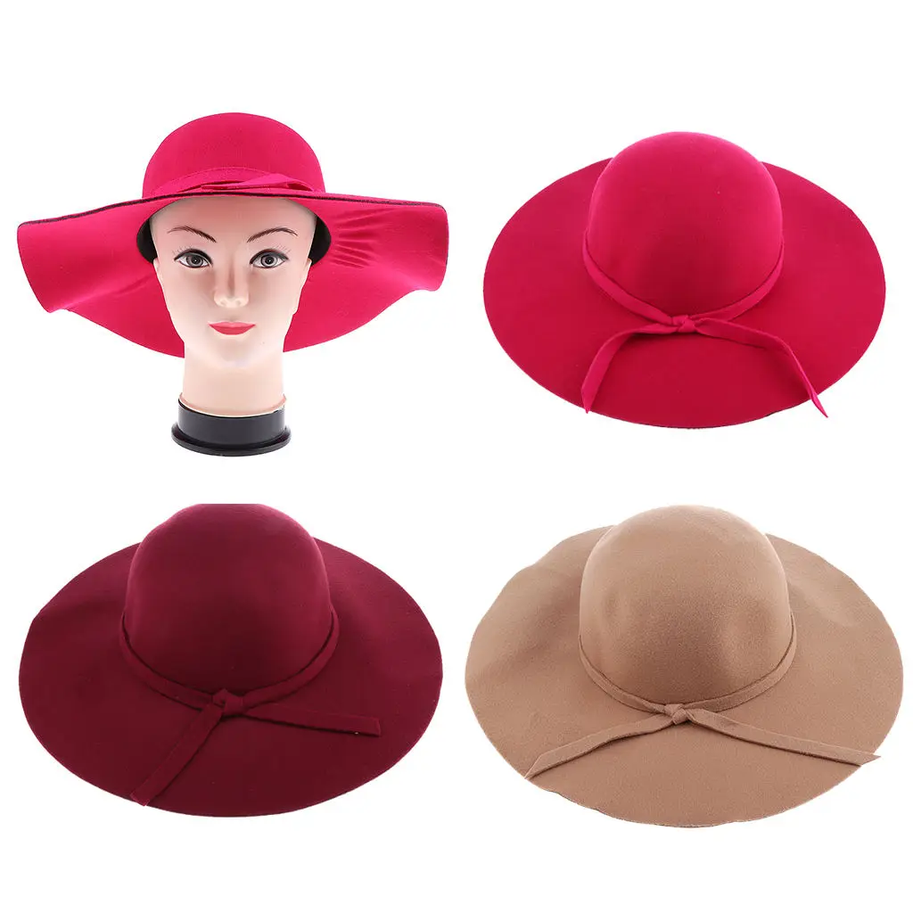 

Винтажная женская мягкая фетровая шляпа, однотонная складная шляпа с широкими полями