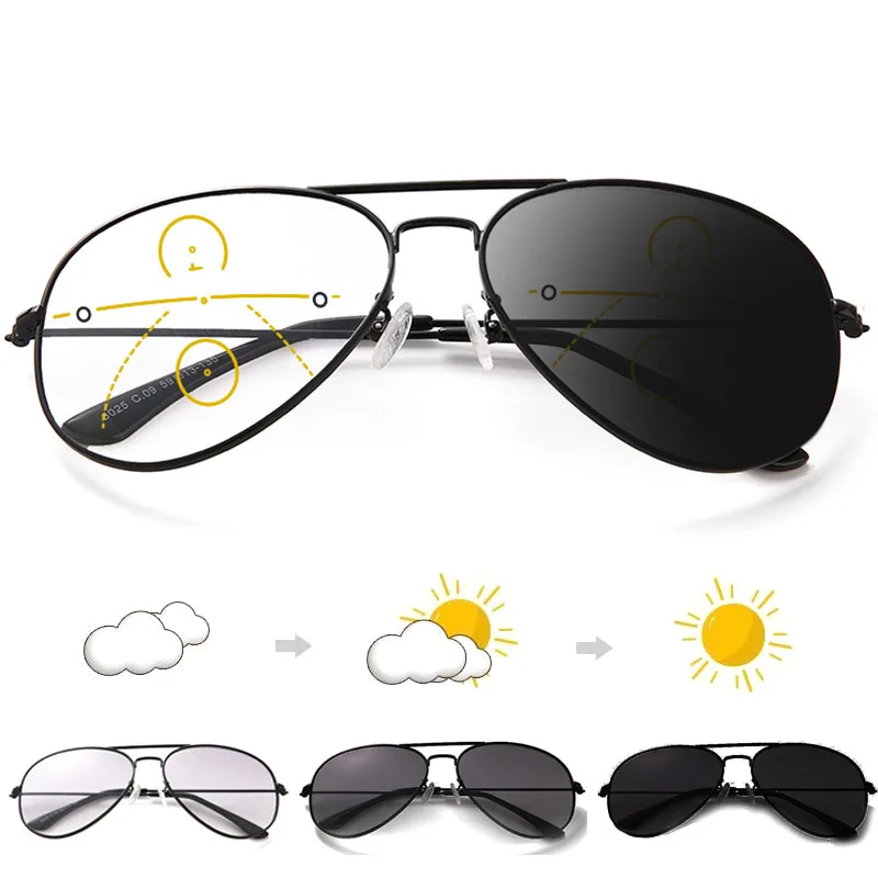 Солнцезащитные очки авиаторы для мужчин прогрессивные многофокальные