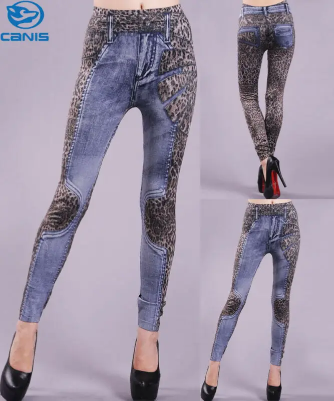 Новинка 2020 Чулки с леопардовым принтом женские обтягивающие джинсовые штаны