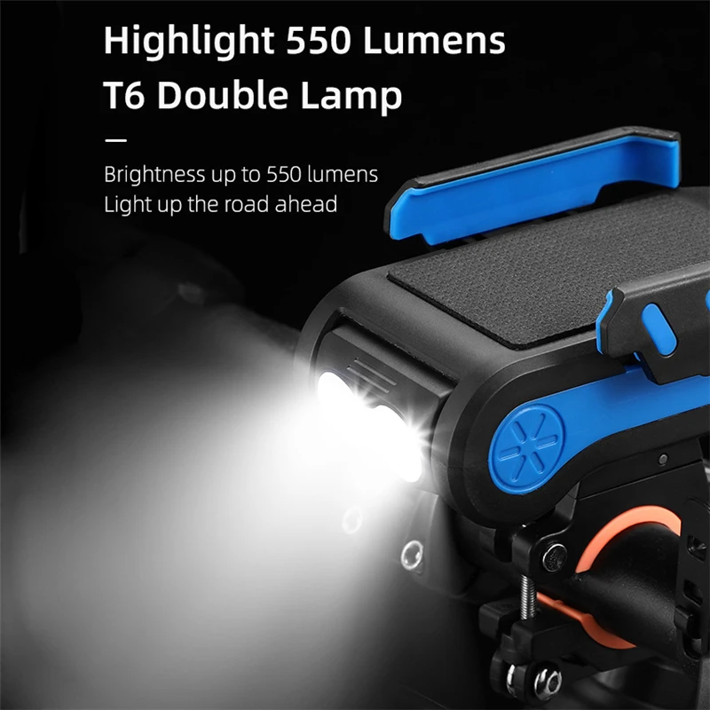 4 in 1 led bicycle light front usb rechargeable horn phone holder bicycle 4000mah bike lamp flashlight for bike light lantern free global shipping