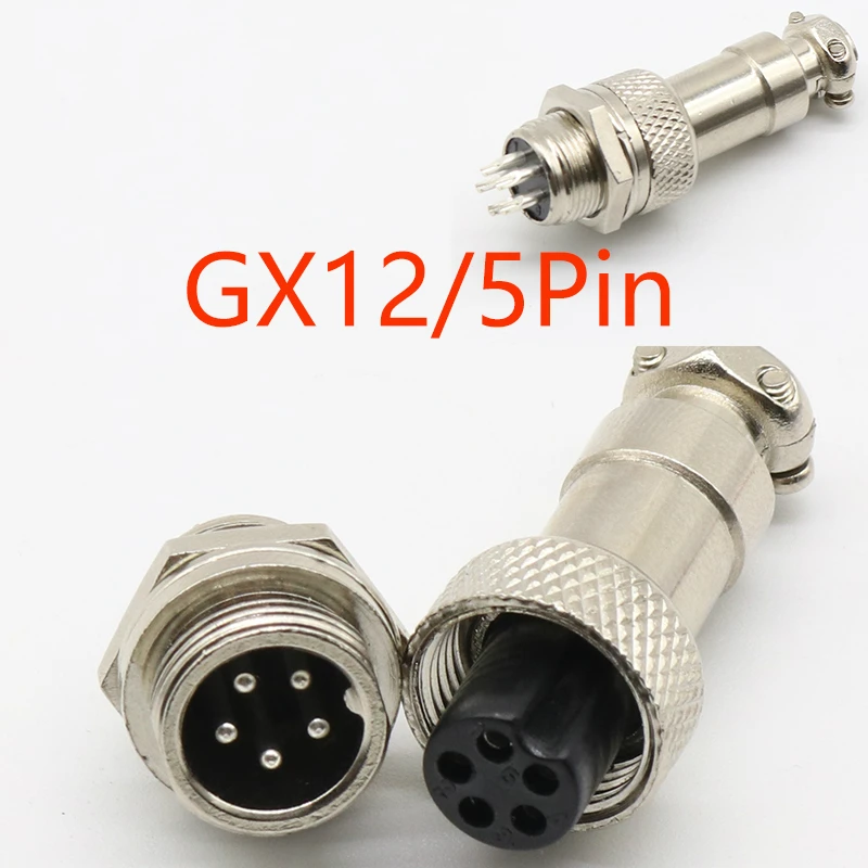 

1pcs GX12 5 Pin Male & Female 12mm Wire Panel Connector Aviation Plug L91 GX12 Circular Connector Socket Plug Free Shipping