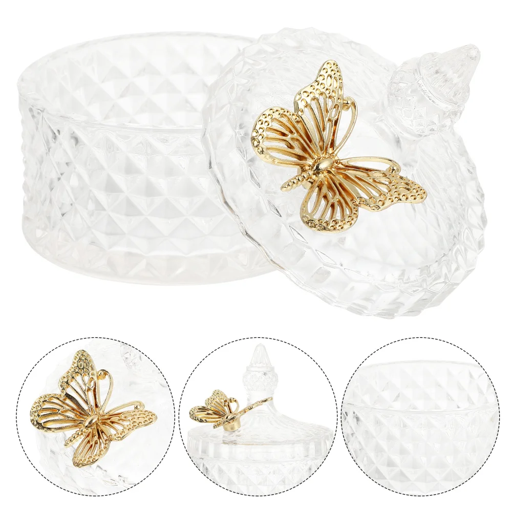 

1pc Transparent Glass Container Delicate Storage Box Practical Snack Storage Box