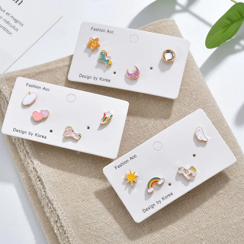 MissCyCy милые крылья лошадь Звезда Радуга серьги гвоздики набор красочные