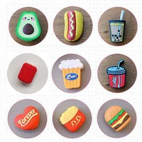 cute cartoon mini cola burger coffee cup cable winder usb data line protector cord cover silicone decorate accessories