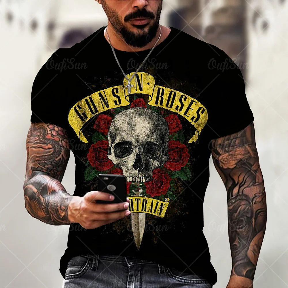 

Summer Creative Skull 3D Printing T-shirts Round Neck Large Size Casual Short Sleeves Short-sleeved Men's Breathable Men T-shirt