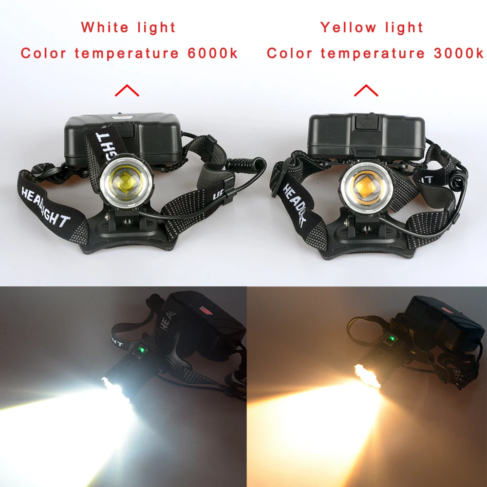 XHP70.2 светодиодный налобный фонарь XHP70 самый мощный желтый или белый светодиодный налобный фонарь для рыбалки, кемпинга, фонарь с зумом, 3*18650 батареи