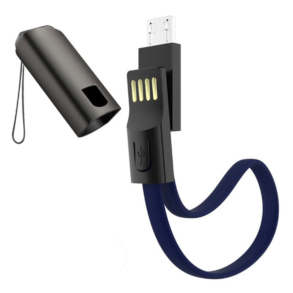 Micro USB Blue 0,2 m Micro usb type C Плетеный брелок для быстрой зарядки кабель передачи данных 2.4A кабель для Redmi Android USB мобильный шнур для телефона - Цвет: Micro USB Blue