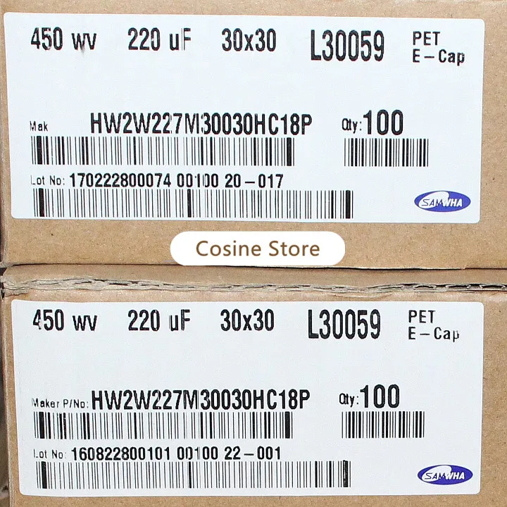 4 шт./лот электролитический конденсатор SAMWHA 220 мкФ 450V HZ Series 30X30mm 450V220UF | Электронные