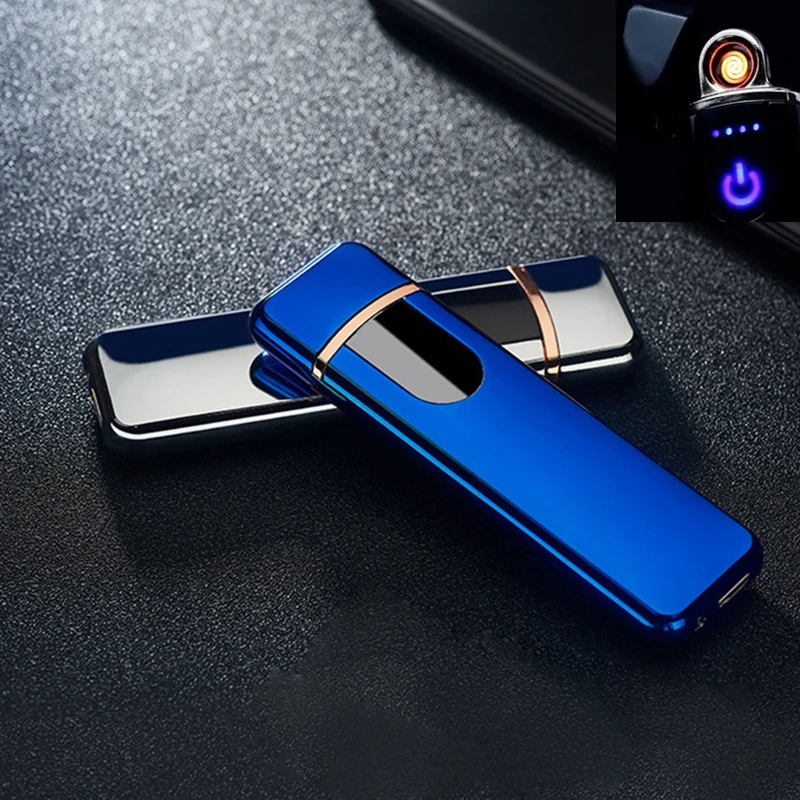 Зажигалки для сигарет с гладким касанием USB заряжаемые ветрозащитные