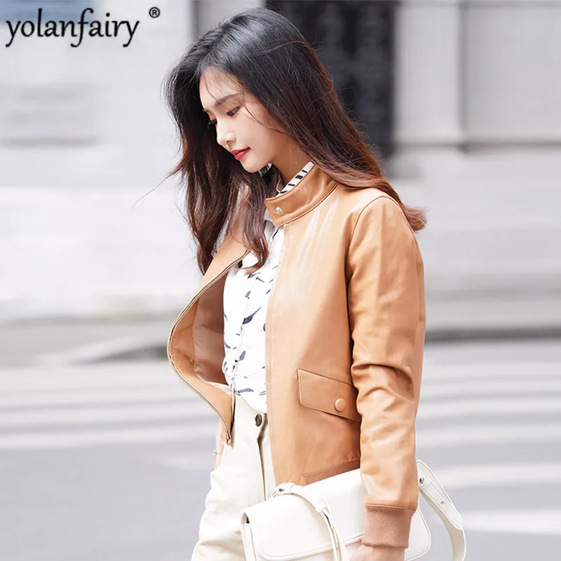 Женская куртка из натуральной кожи коллекция 2020 года модные облегающие кожаные