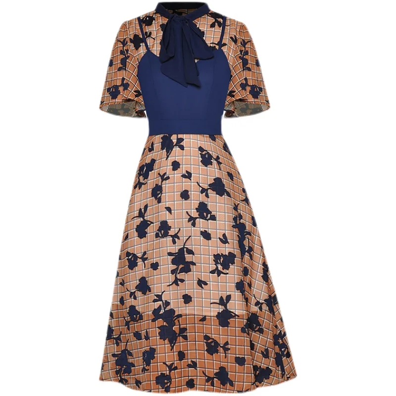 

Женское жаккардовое платье в клетку, повседневное элегантное винтажное платье в стиле ретро, лето 2021