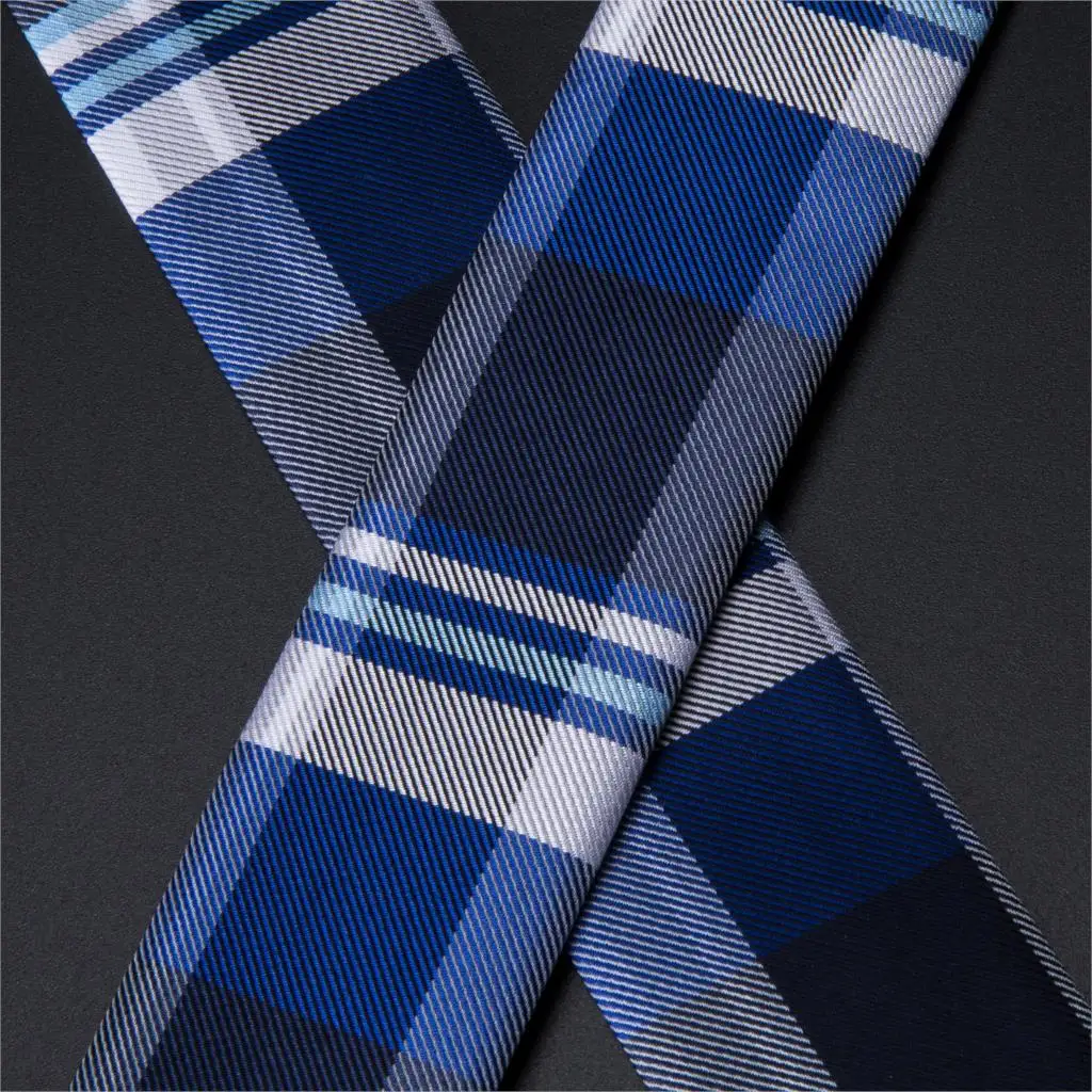 Hi-Tie 100% шелковые мужские синие подтяжки для брюк 6 зажимы подтяжек кожаные с