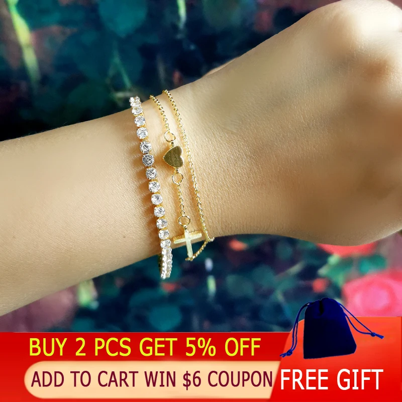 LEEKER в винтажном стиле 2 слоя сердце крест Луна Звезда браслет цепочка для женщин