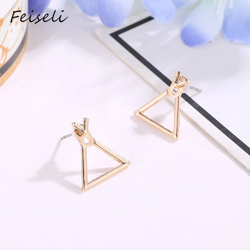 Feiseli серебряный золотой цвет геометрический полый треугольник квадратные серьги