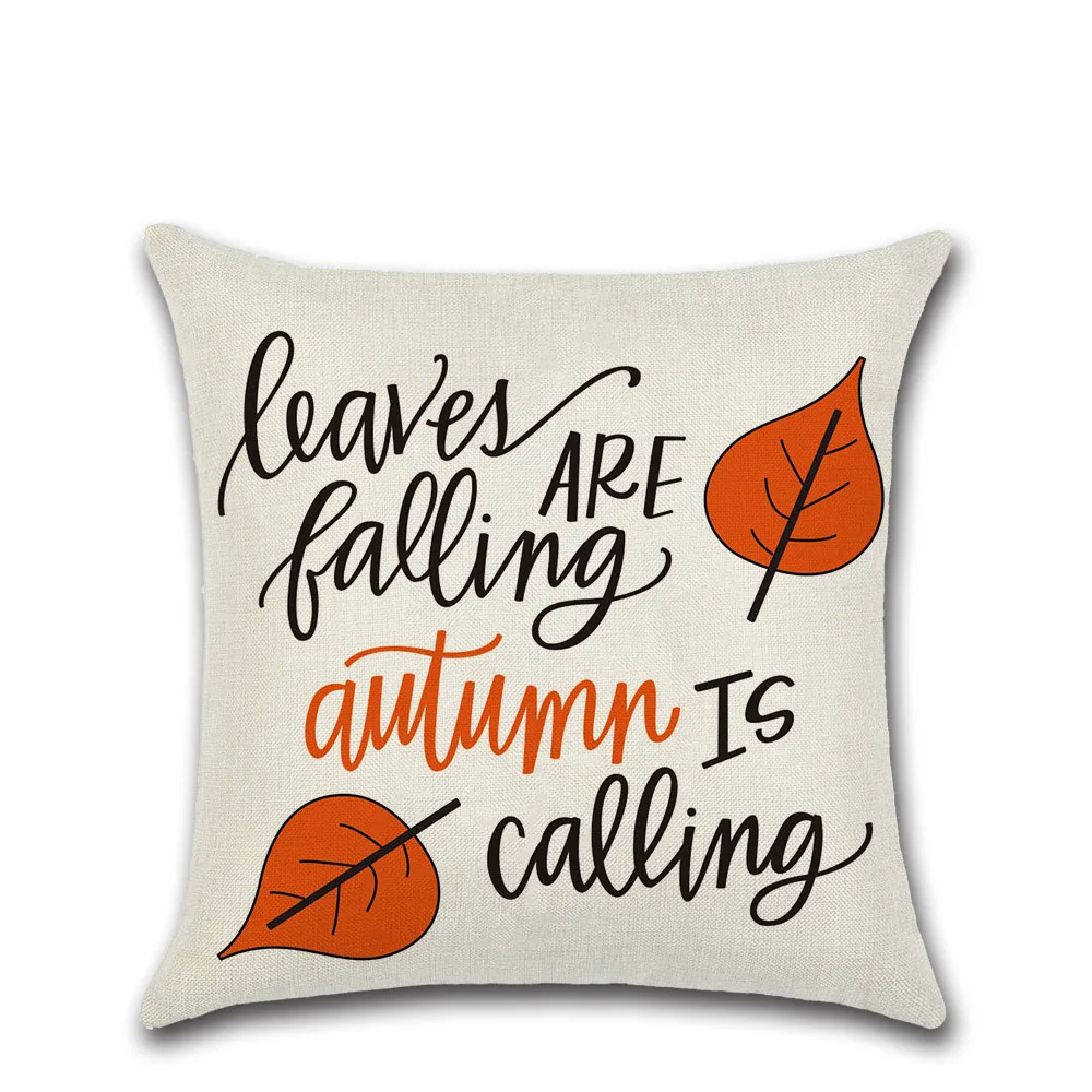 Благодарения Тема льняная Наволочка на подушку Алфавит Подушка Чехол с принтом