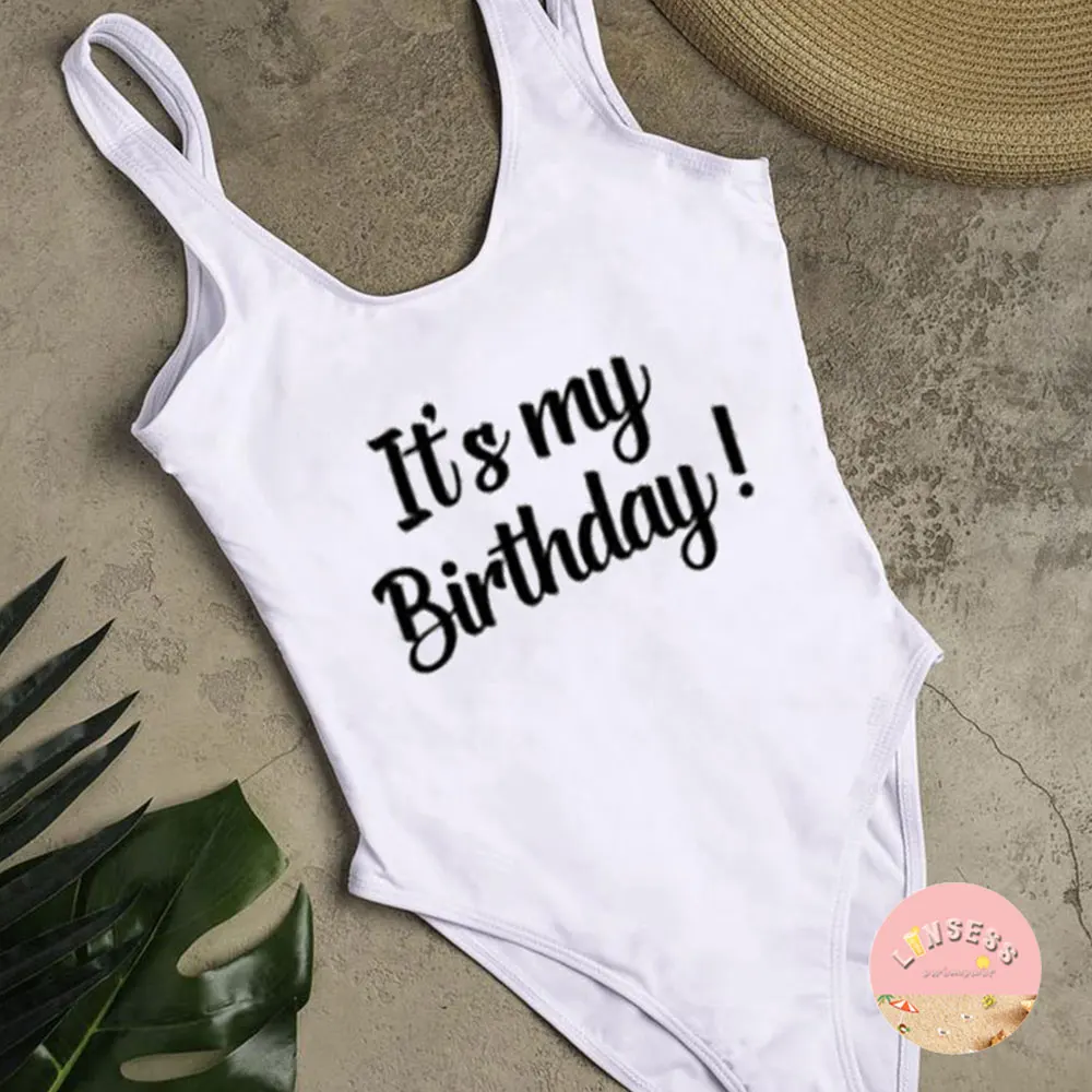 С надписью It's My Birthday купальник окружения купальные костюмы Squad Bachorette пляжные