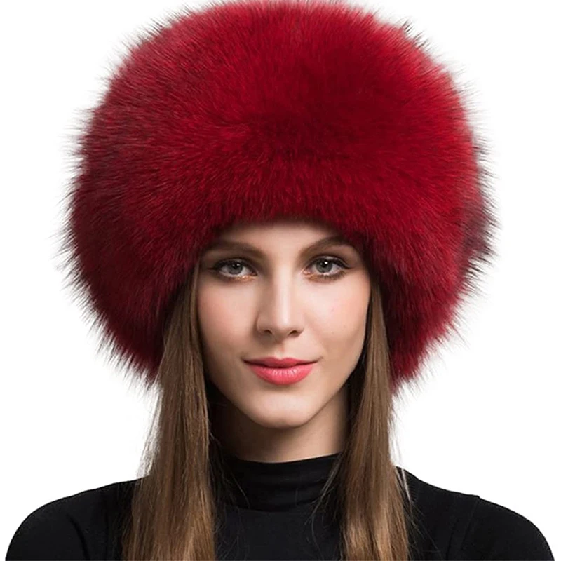 Шапка женская из лисьего меха зимняя утепленная для защиты ушей - купить по