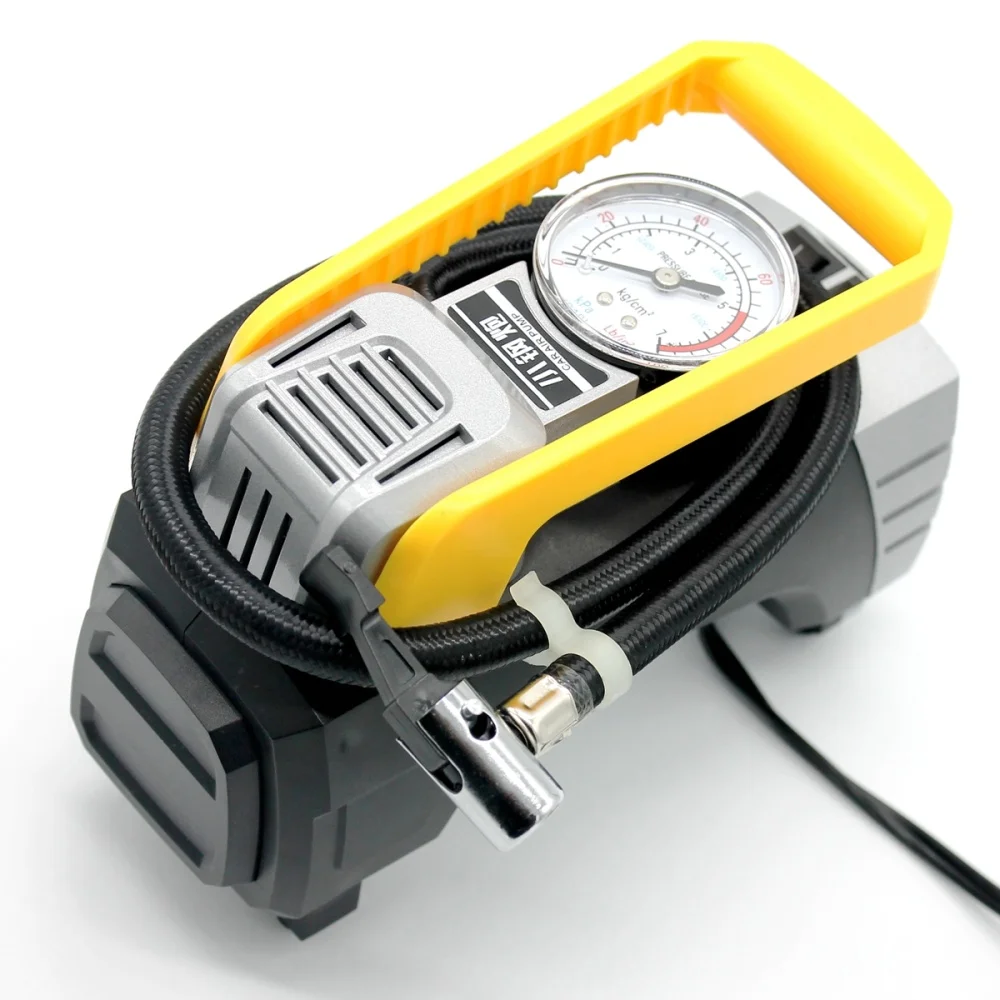 

DC 12V Air Compressor Pump Pointer Display Portable Tire Inflator with Light for Car (Yellow)