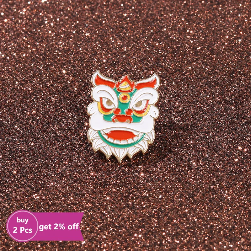 Эмалированный значок в китайском стиле традиционное народное искусство Лев