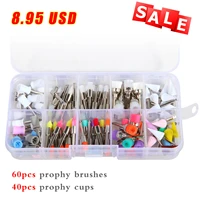 100pcs dental prophy brushes cups polishing polisher disposable latch type mixed color used for stain removal and polish