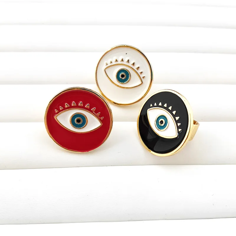 

Новое поступление, эмалированное ювелирное кольцо 8 шт./лот, позолоченное регулируемое кольцо для глаз, ювелирные изделия, подарок R195