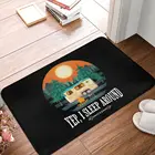 Придверный коврик для кемпинга Happy Yep I Sleep Around, ковер, коврик, ковер из полиэстера и ПВХ, противоскользящий напольный декор для ванной, кухни