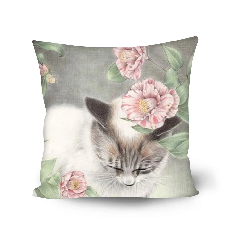 

Upetstory Flower Cat Pillowcase for Women Car Seat Sofa Waist Cushion Cover Home Decoration Pillowcase Pillow Cover 45x45cm