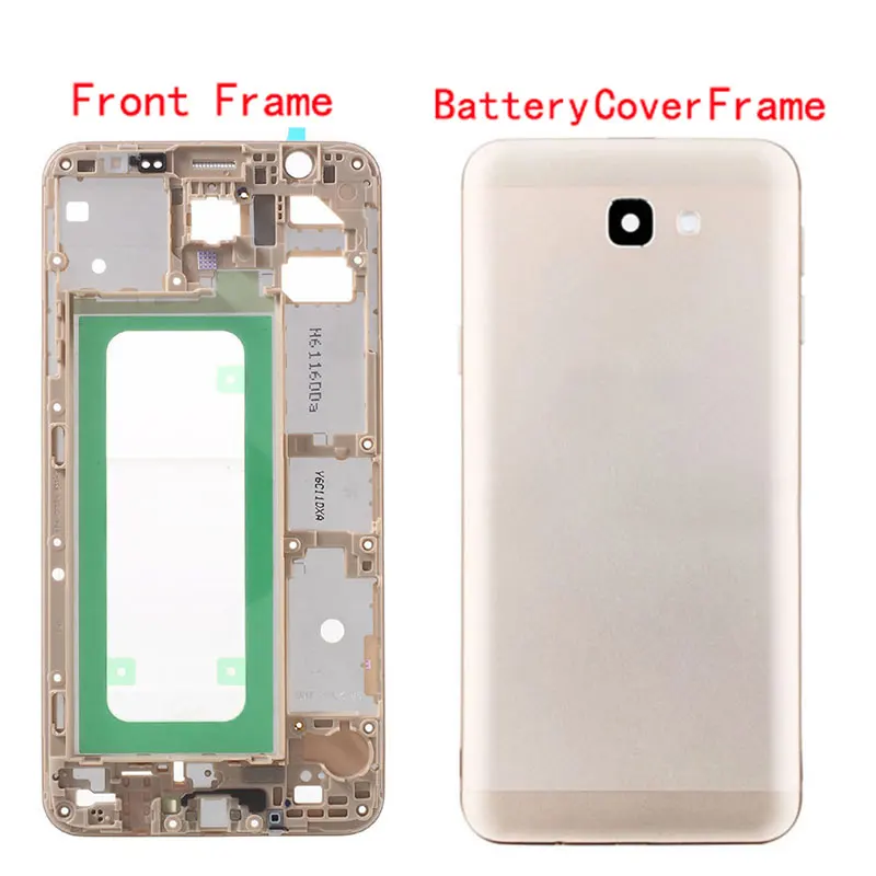 black-FrameCover Передняя рамка корпуса для samsung Galaxy J7 Prime On7() G610 G610F запасная часть задняя крышка батарейного отсека стеклянный корпус - Цвет: black-FrameCover
