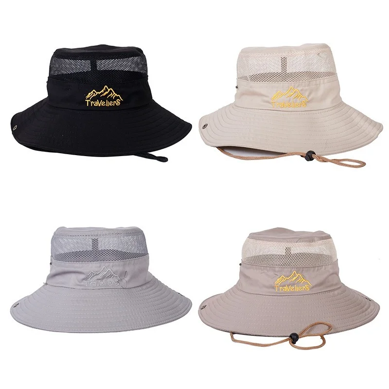 

2021 New Big Brim Mesh Fisherman Hat Cowboy Cap Bucket Hat Mountaineering Fishing Caps Summer for Women Men Gorro Casquette Ny