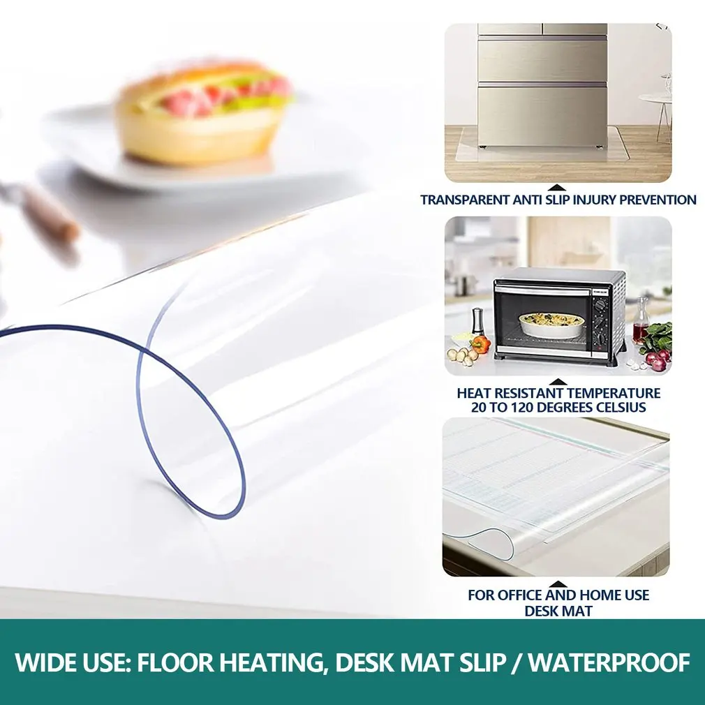 PVC Transparent Chair Pad Waterproof Anti-Slip Home Kitchen Floor Refrigerator Coffee Table Protective | Дом и сад