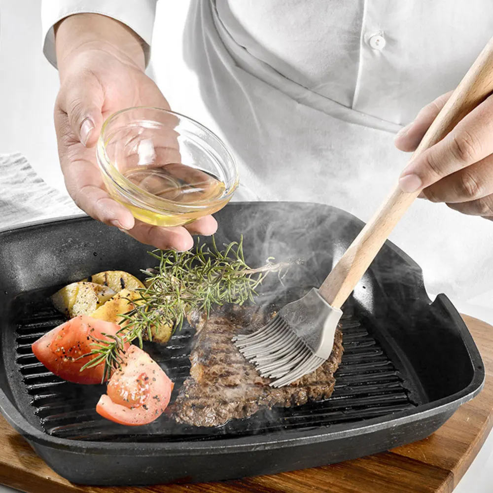 

3 Pcs Safe Silicone Spatulas With Wooden Handle Cream Spatulas (Khaki)