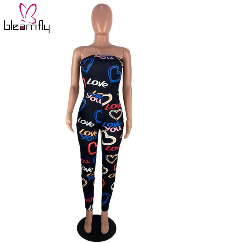 Новинка женское сердце без рукавов принт буквы узкий Облегающий комбинезон