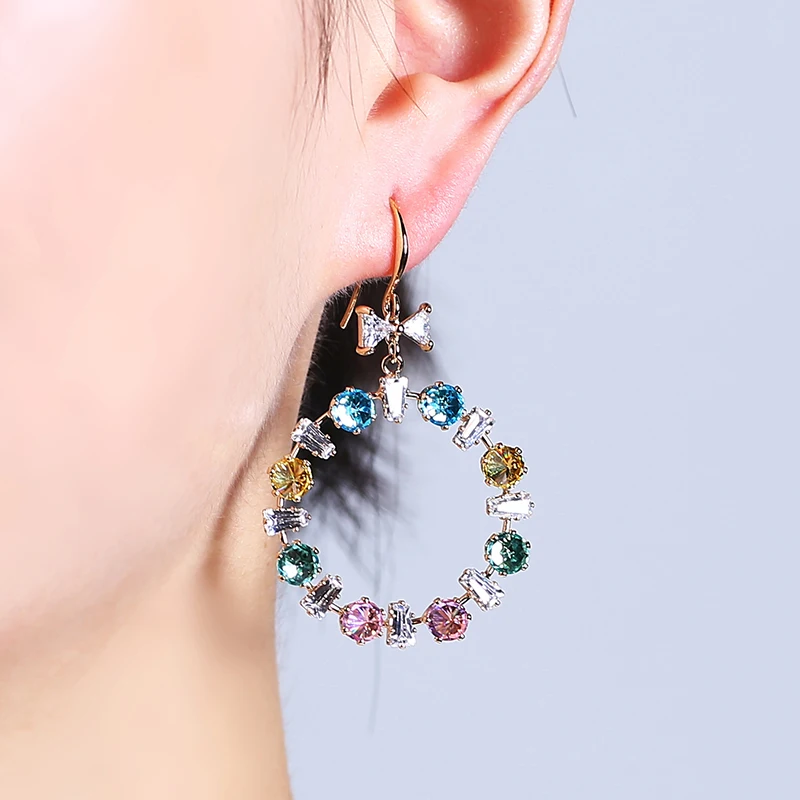 Модные ювелирные изделия для девушек Полный Кристалл из циркония круглые