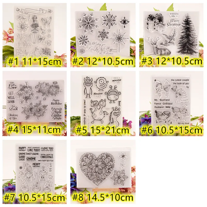 Прозрачные штампы для скрапбукинга милые рождественские снежинки цветы