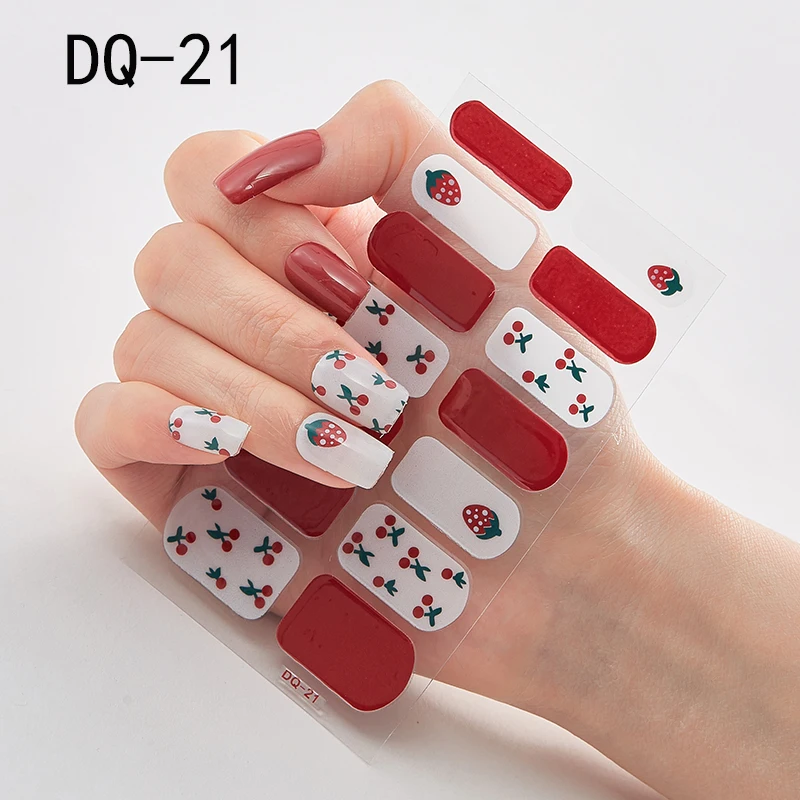 

1 лист наклеек для дизайна ногтей клубника слайдер для украшения ногтей Прочный самоклеящийся задний клей наклейка с полным покрытием Типс...