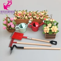 bjd doll house accessories mini simulation garden tools flowers shower can shovel rake washing machine for barbie doll house