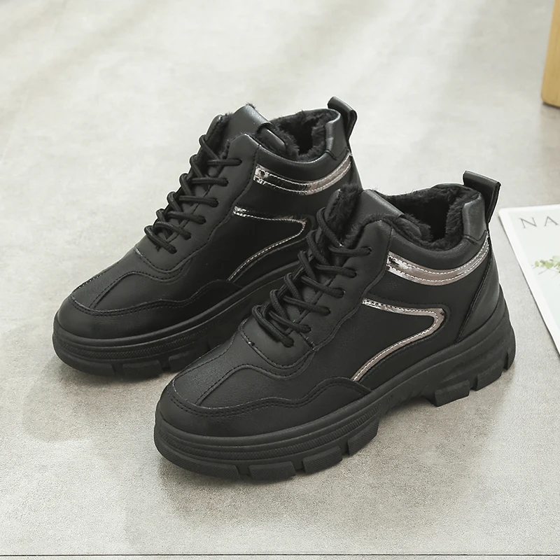 Модные зимние ботинки кроссовки женские ботильоны теплая спортивная обувь