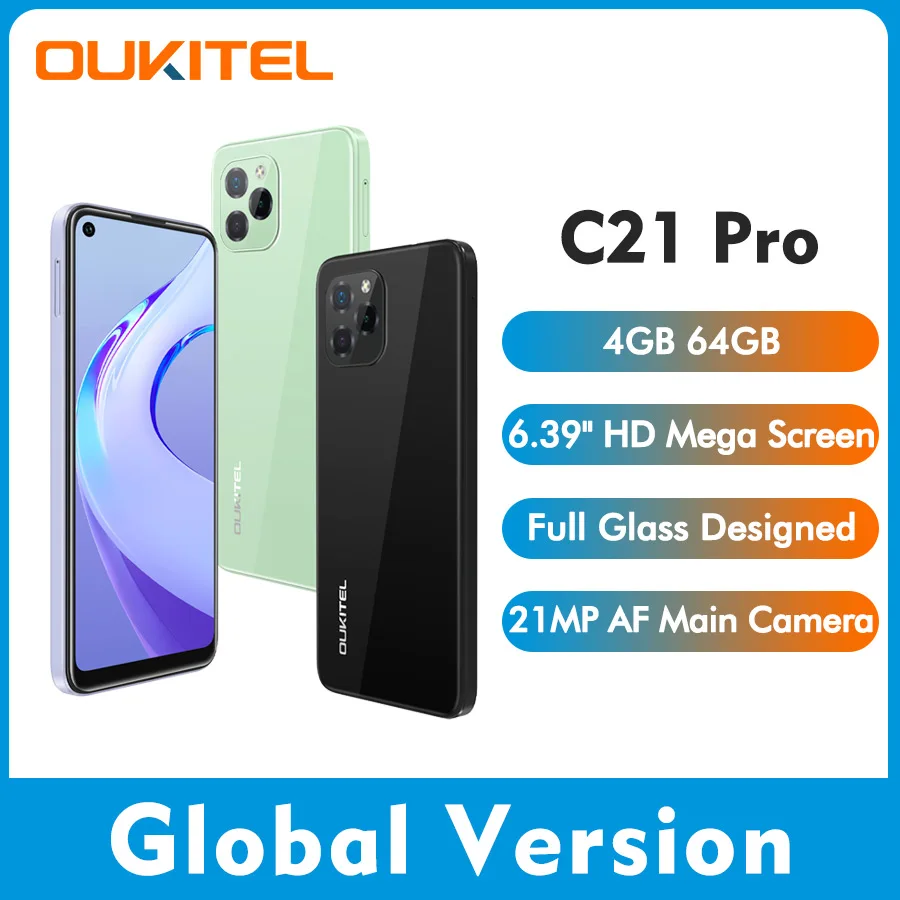 

Oukitel C21 pro 4GB 64GB 6.39"HD+ 4000mAh Octa Core Android11 Mobile Phone MT6762D 21MP Triple Rear Camera Smartphone Cell Phone