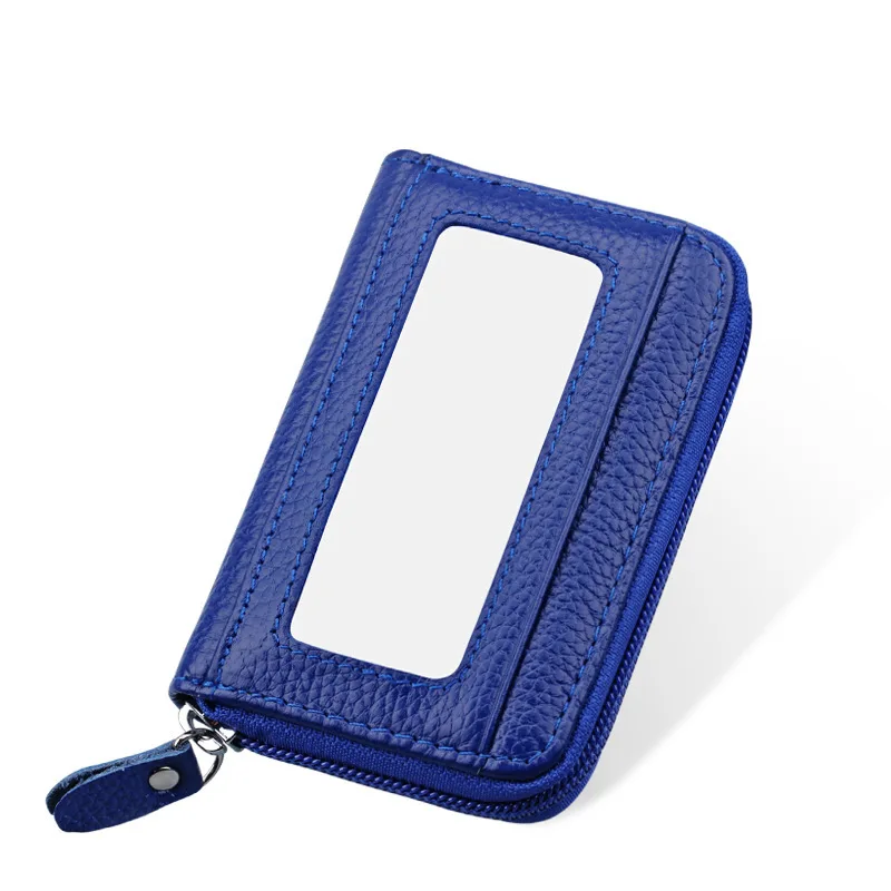 Rfid кошелек для кредитных карт из натуральной кожи Id держатель для карт кошелек визитница сумочка - Цвет: Kb08blue