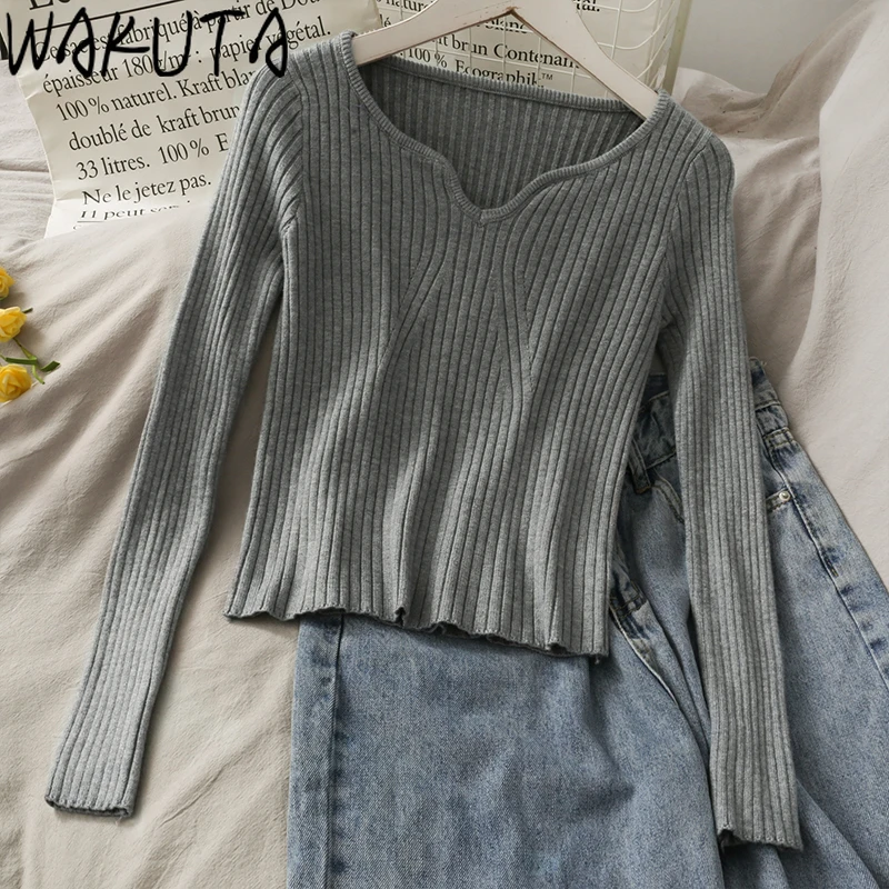 Свитер женский осенне-зимний с длинным рукавом и круглым вырезом | Женская одежда