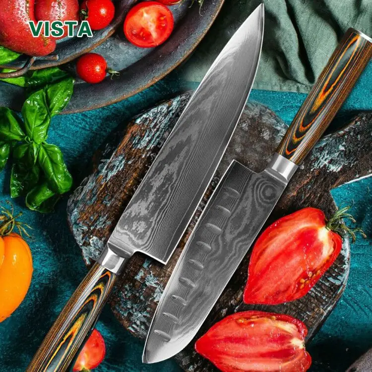Дамасские Ножи DV8 67 слой нож шеф-повара японский кухонный нож Дамасские Ножи из нержавеющей стали ультра острые Микарта ручка