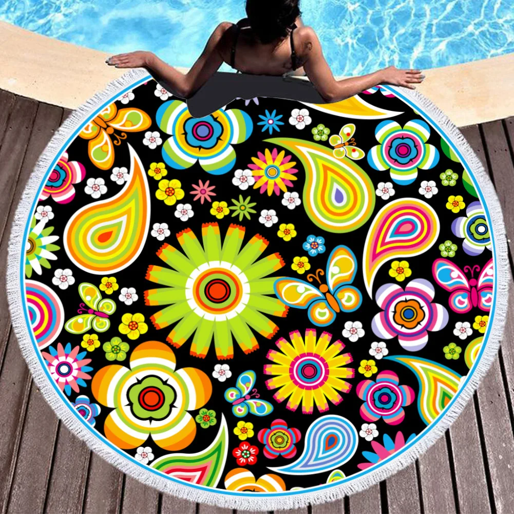 Современный богемный индийские Mandola бабочка микрофибра круглое 150 см Диаметр