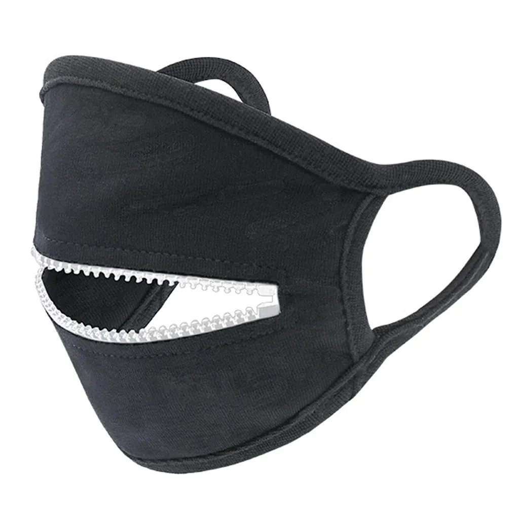 

Reusable Mouth Face Mask Solid Color Zipper Protective Fabric Facial Masks Mascaras Halloween Cosplay Mascarillas Маска Для Лица