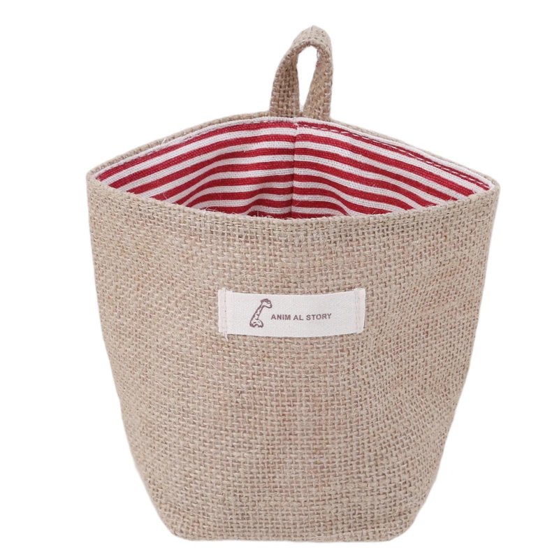 Новая джутовая холщовая корзина для хранения мелочей мини настольная сумка и
