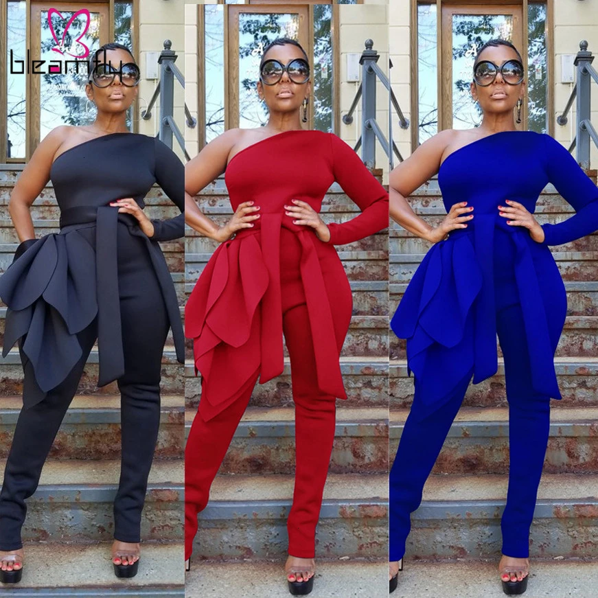 Женские элегантные сексуальные комбинезоны на одно плечо с длинным рукавом