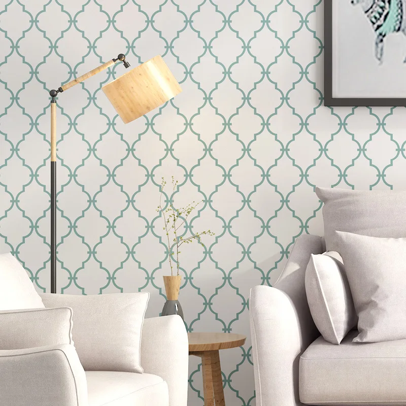 

Wallpaper Non-woven Fabric Self-adhesive Wallpaper Nordic Style Field Character Lattice Pattern Stripe Wallpaper Home Decoration